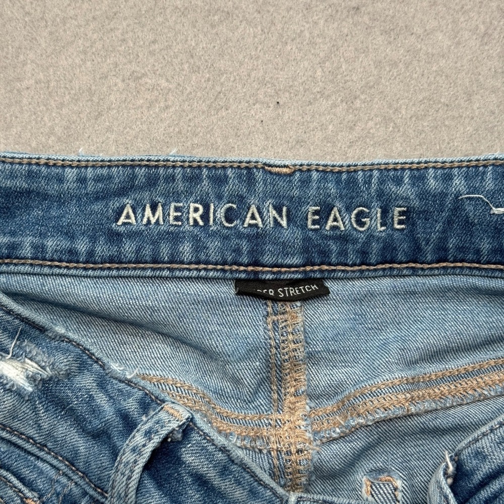 American Eagle Shorts Women's 6 Blue Super Stretch Distressed High‎ Rise Cut Off - Picture 5 of 5
